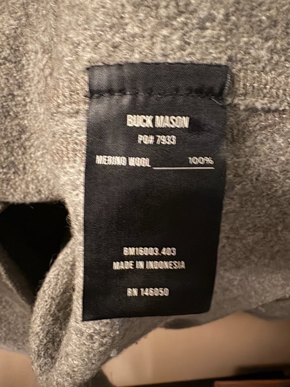 Men's Buck Mason Felted Wool Chore Coat in Heather Stone - Size Medium - Picture 3 of 4